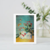 Katze und Schmetterling, Suzuki Harunobu Postkarte (Stehend Vorderseite)