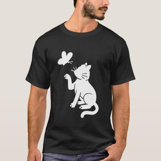 Katze und Schmetterling T-Shirt (Vorderseite)