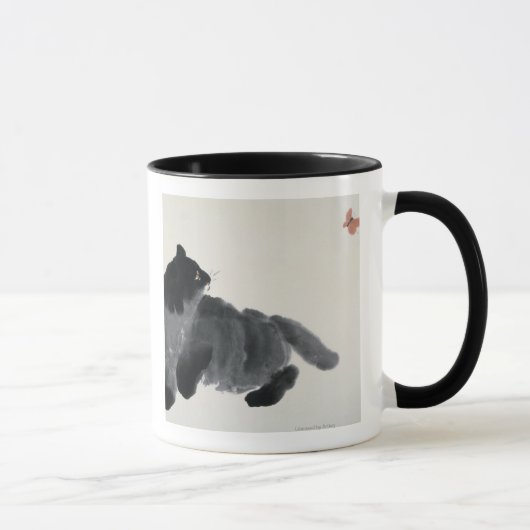 Katze und Schmetterling Tasse (Rechts)