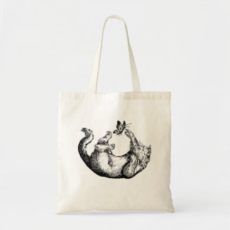 Katze und Schmetterling Tragetasche