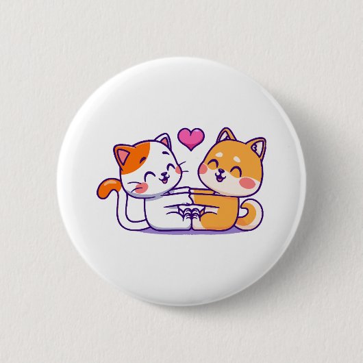 Katze und Shiba Inu Button (Vorderseite)