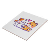 Katze und Shiba Inu Fliese (Seite)