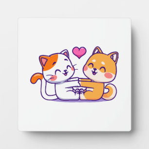 Katze und Shiba Inu Fotoplatte