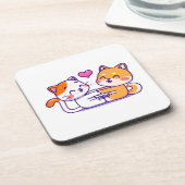 Katze und Shiba Inu Getränkeuntersetzer (Linke Seite)