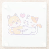 Katze und Shiba Inu Glasuntersetzer (Rückseite)