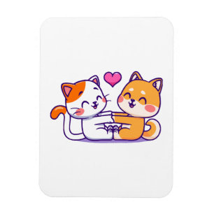 Katze und Shiba Inu Magnet