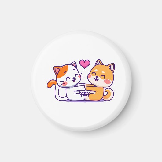 Katze und Shiba Inu Magnet (Vorne)