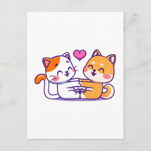 Katze und Shiba Inu Postkarte