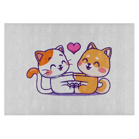 Katze und Shiba Inu Schneidebrett (Vorderseite)
