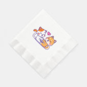 Katze und Shiba Inu Serviette (Ecke)