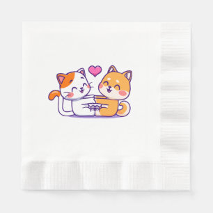 Katze und Shiba Inu Serviette