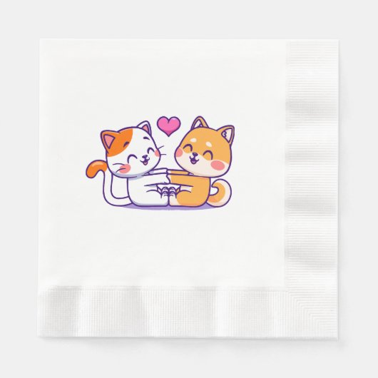 Katze und Shiba Inu Serviette (Vorderseite)
