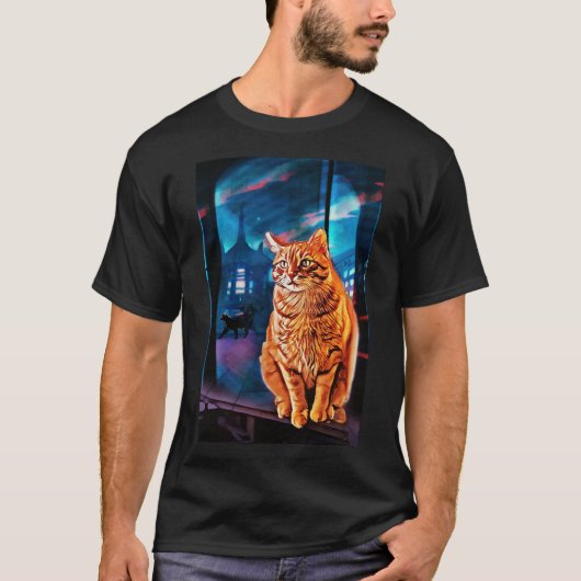 Katze und Silhouette T-Shirt (Vorderseite)
