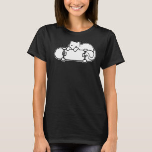 Katze und Skateboard Schüchterne Katzen-Kontur T-Shirt