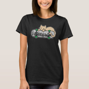 Katze und Skateboard Skateboard fahrende schüchter T-Shirt