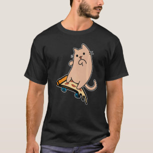 Katze und Skateboard Skateboarding Pepperoni Pizza T-Shirt
