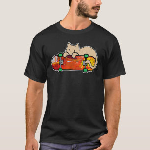 Katze und Skateboard Skateboarding Schüchterne Kat T-Shirt