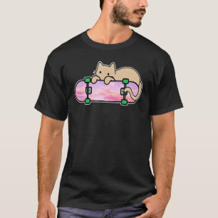 Katze und Skateboard Skateboarding Schüchterne Kat T-Shirt