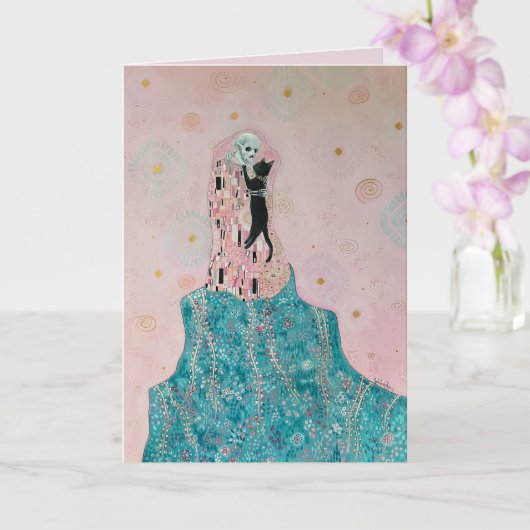 Katze und Skelett Karte (Orchidee)