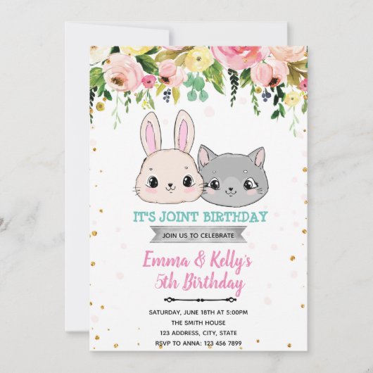 Katze und sonnige Gelenke Geburtstag Einladung (Vorderseite)