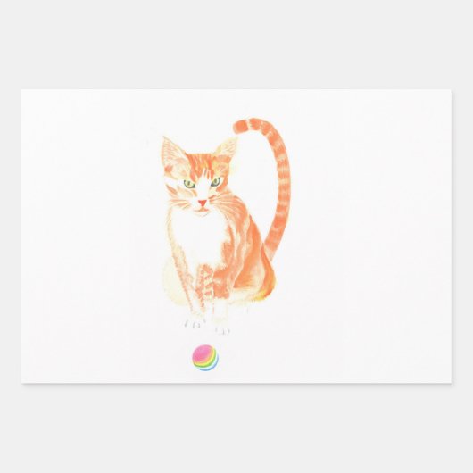 Katze und Spielzeugball Geschenkpapier Set (Vorderseite)