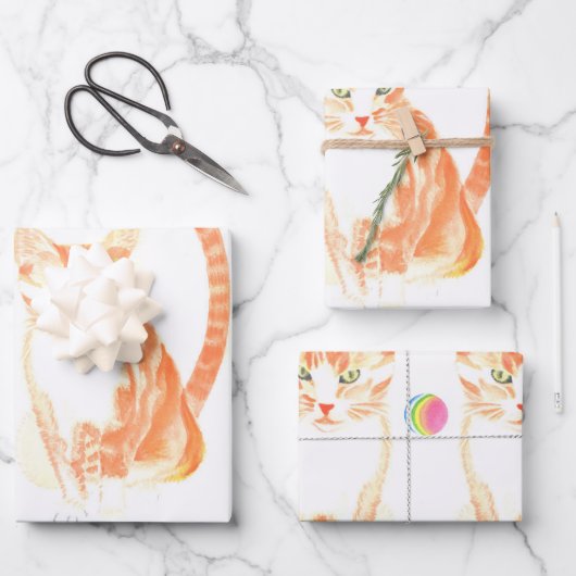 Katze und Spielzeugball Geschenkpapier Set (Vorderseite)