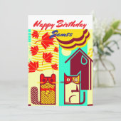Katze und Squirel Karte (Stehend Vorderseite)