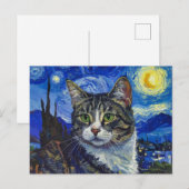 Katze und Starry Night Postkarte (Vorne/Hinten)