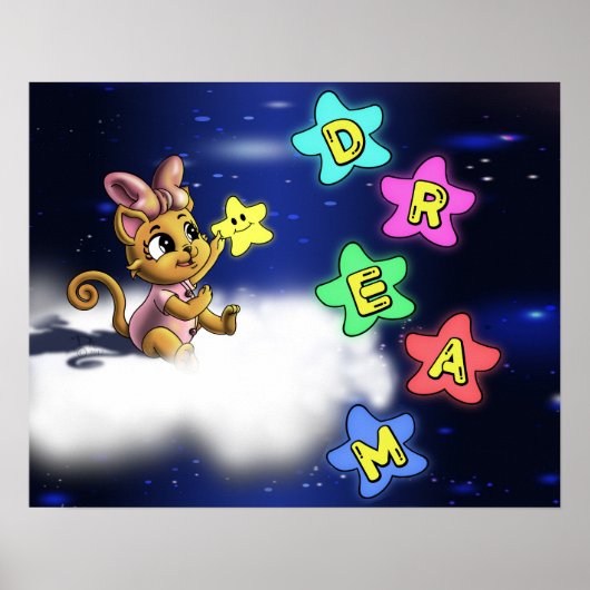 Katze und Sterne Poster (Vorne)