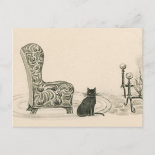 Katze und Stuhl aus einem Buch von 1921 Postkarte