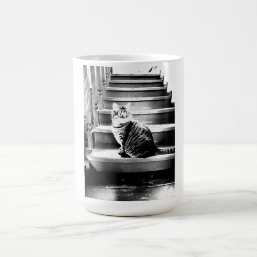 Katze und Treppe Kaffeetasse (Mittel)