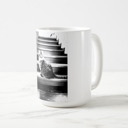Katze und Treppe Kaffeetasse (VorderseiteRechts)