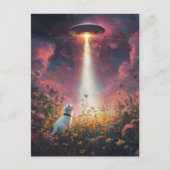 Katze und UFO Postkarte (Vorderseite)