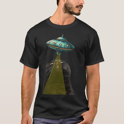 Katze und Ufo T-Shirt (Vorderseite)
