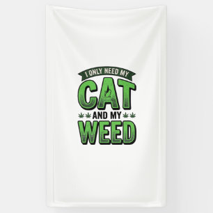 Katze und Unkraut Vintage-Stich T-Shirt Design_1 Banner