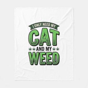 Katze und Unkraut Vintage-Stich T-Shirt Design_1 Fleecedecke