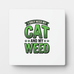 Katze und Unkraut Vintage-Stich T-Shirt Design_1 Fotoplatte