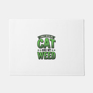 Katze und Unkraut Vintage-Stich T-Shirt Design_1 Fußmatte
