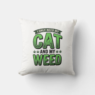 Katze und Unkraut Vintage-Stich T-Shirt Design_1 Kissen