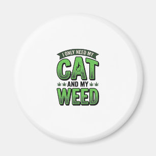 Katze und Unkraut Vintage-Stich T-Shirt Design_1 Magnet