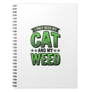 Katze und Unkraut Vintage-Stich T-Shirt Design_1 Notizblock