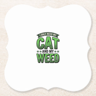 Katze und Unkraut Vintage-Stich T-Shirt Design_1 Untersetzer