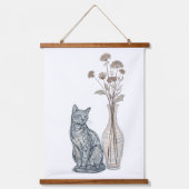 Katze und Vasen Wandteppich Mit Holzrahmen (Vorderseite)
