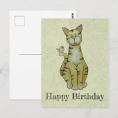 Katze und Vogel Postkarte (Vorne/Hinten)