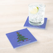Katze und Weihnachtsbaum Napkin Glasuntersetzer (Schrägansicht)