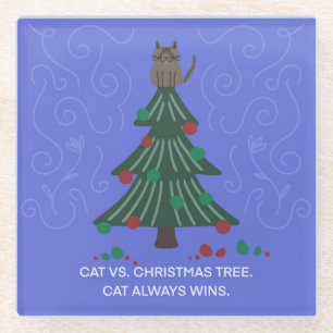 Katze und Weihnachtsbaum Napkin Glasuntersetzer