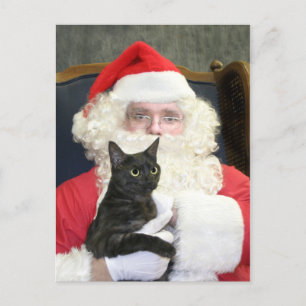 Katze und Weihnachtsmann Feiertagspostkarte