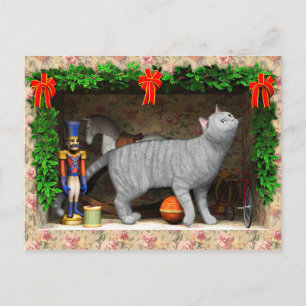 Katze und Weihnachtssachen Feiertagspostkarte