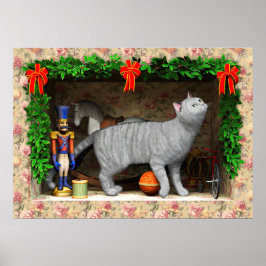 Katze und Weihnachtssachen Poster