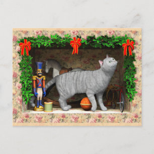 Katze und Weihnachtssachen Postkarte